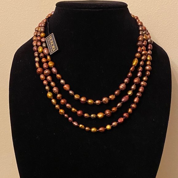 36" Honora Rich Brown Cultured Pearl Necklace, NWT - Picture 4 of 11